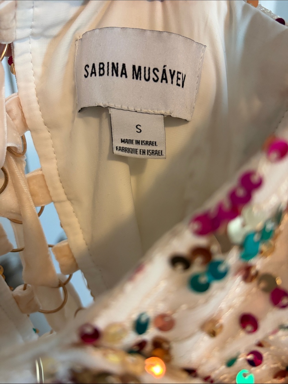 Sabina Musayev Pixie Sequin nude A line mid Dress with front cut out - Picture 9 of 14